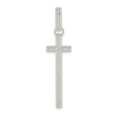 Image of Sterling Silver CZ Cross Pendant QC9092