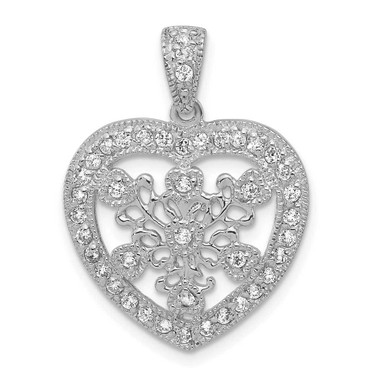 Image of Sterling Silver CZ Fancy Heart Pendant