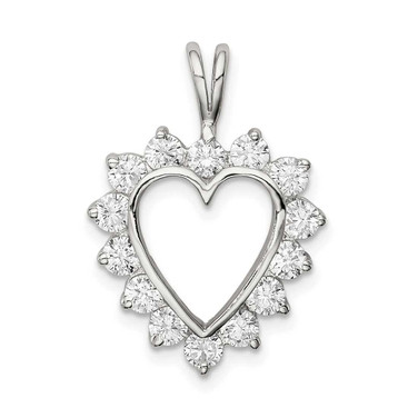 Image of Sterling Silver CZ Heart Pendant QP1354