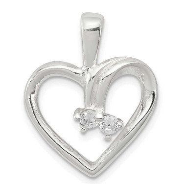 Image of Sterling Silver CZ Heart Pendant QP2769