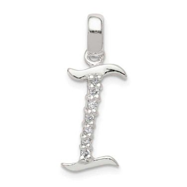 Image of Sterling Silver CZ Initial I Pendant QC6525I Image of Sterling Silver CZ Initial I Pendant QC6525I