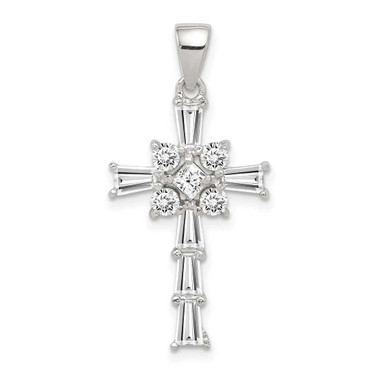 Image of Sterling Silver CZ Latin Cross Pendant QC5347