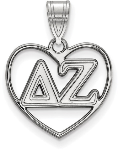 Sterling Silver Delta Zeta Heart Pendant by LogoArt (SS008DZ)