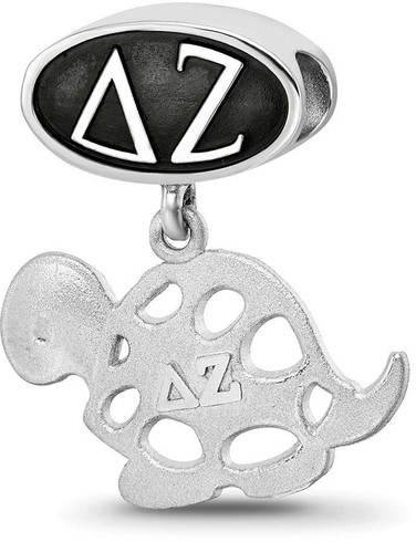 Image of Sterling Silver Delta Zeta Oval Bead With Turtle Dangle by LogoArt