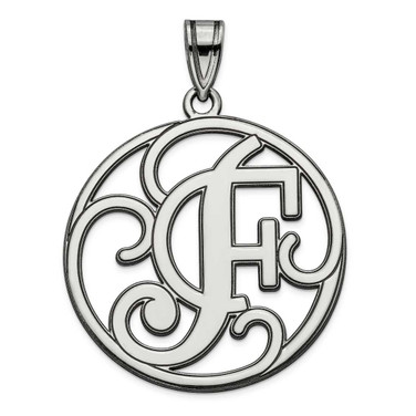 Image of Sterling Silver Fancy Script Initial F Pendant
