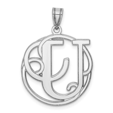 Image of Sterling Silver Fancy Script Initial U Pendant