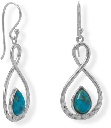 Image of Sterling Silver Figure 8 Simulated Turquoise French Wire Earrings