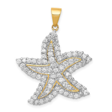 Image of Sterling Silver Flash Gold-Plated and CZ Starfish Pendant