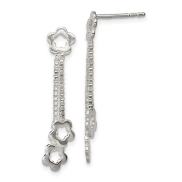 Image of 34mm Sterling Silver Flower Dangle Earrings