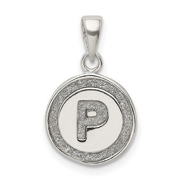 Sterling Silver Glitter Enamel Letter P Circle Pendant