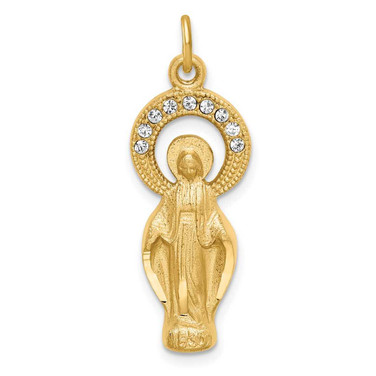 Image of Sterling Silver Gold Tone & CZ Miraculous Medal Charm