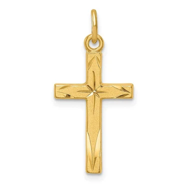 Image of Sterling Silver Gold Tone Shiny-cut Cross Pendant QC9692