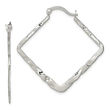 Image of 33mm Sterling Silver Hammered & Polished Fancy Hoop Earrings