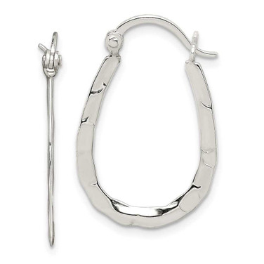 Image of 20mm Sterling Silver Hammered & Polished Oval Hoop Earrings