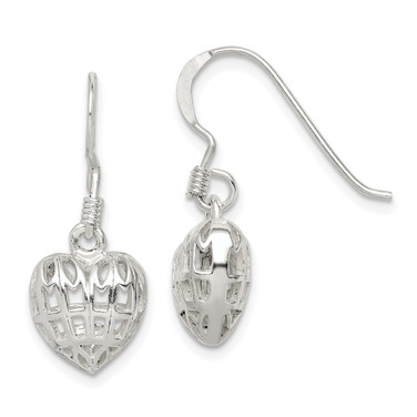 Sterling Silver Heart Dangle Earrings QE14585
