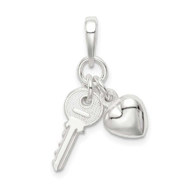 Image of Sterling Silver Heart w/ Key Pendant