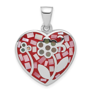 Image of Sterling Silver Heart with Multicolored Shell Pendant