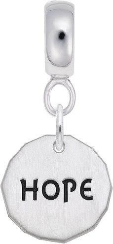 Sterling Silver Hope Tag CharmDrop Bead Charm by Rembrandt