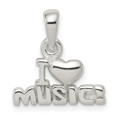 Sterling Silver I Love Music Pendant