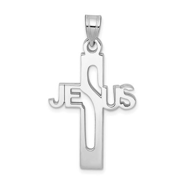 Image of Sterling Silver Jesus Cross Medium Pendant