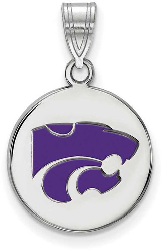 Image of Sterling Silver Kansas State University Medium Disc Pendant by LogoArt SS040KSU