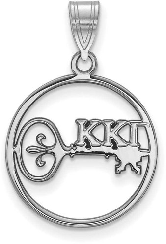 Image of Sterling Silver Kappa Kappa Gamma Small Circle Pendant by LogoArt (SS041KKG)