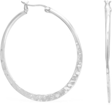 Image of 42mm Sterling Silver Large Hammered Hoop Earrings