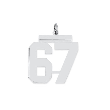 Image of Sterling Silver Large Polished Number 67 Charm