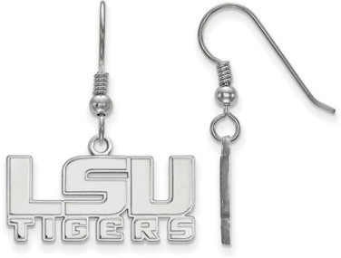 Image of Sterling Silver Louisiana State University Sm Dangle Earrings LogoArt SS046LSU