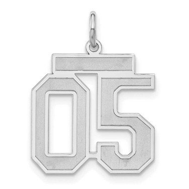 Image of Sterling Silver Medium Satin Number 5 w/ Top Charm