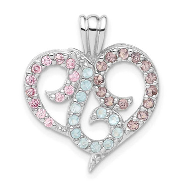 Image of Sterling Silver Multi Color CZ Heart Pendant