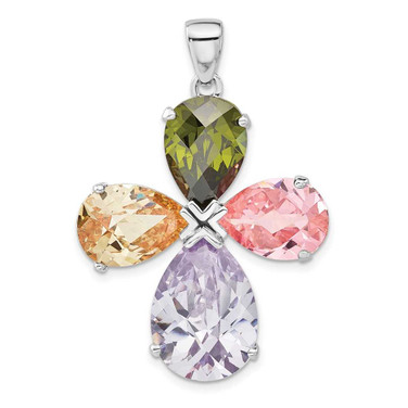 Image of Sterling Silver Multi-color CZ Cross Pendant Image of Sterling Silver Multi-color CZ Cross Pendant