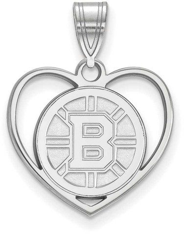 Image of Sterling Silver NHL Boston Bruins Pendant in Heart by LogoArt