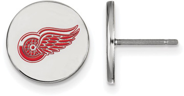 Sterling Silver NHL Detroit Red Wings Small Enamel Disc Earrings by LogoArt