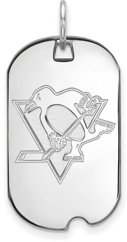 Image of Sterling Silver NHL Pittsburgh Penguins Small Dog Tag by LogoArt