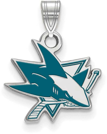 Image of Sterling Silver NHL San Jose Sharks Small Enamel Pendant by LogoArt