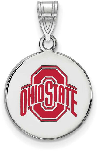Image of Sterling Silver Ohio State University Medium Disc Pendant by LogoArt SS041OSU Image of Sterling Silver Ohio State University Medium Disc Pendant by LogoArt SS041OSU