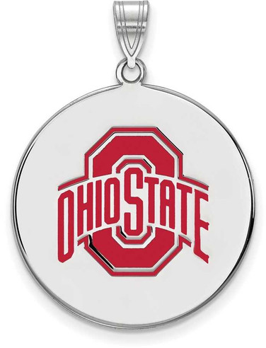 Image of Sterling Silver Ohio State University XL Enamel Disc Pendant by LogoArt SS088OSU