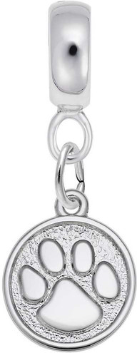 Image of Sterling Silver Paw Print CharmDrop Bead Charm by Rembrandt Image of Sterling Silver Paw Print CharmDrop Bead Charm by Rembrandt