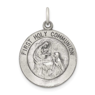 Image of Sterling Silver Polished & Matte Finish Holy Communion Pendant