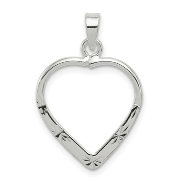 Image of Sterling Silver Polished & Shiny-Cut Heart Pendant