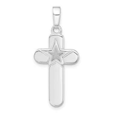 Image of Sterling Silver Polished and Matte Finish Cross Pendant