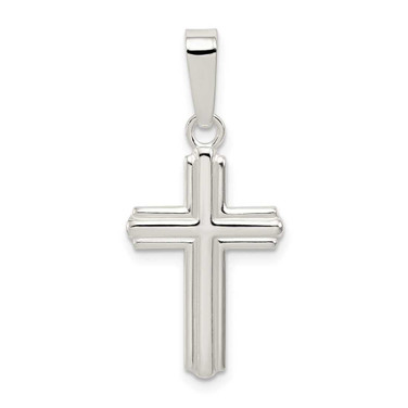 Image of Sterling Silver Polished Cross Pendant QC7288