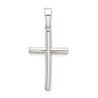Image of Sterling Silver Polished Cross Pendant QC9063