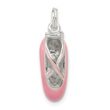 Image of Sterling Silver Polished Enamel Ballet Slipper Pendant