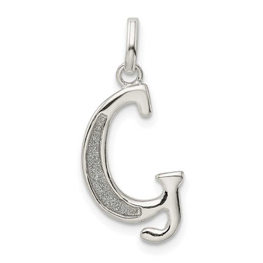 Image of Sterling Silver Polished Glitter Enamel Letter G Pendant