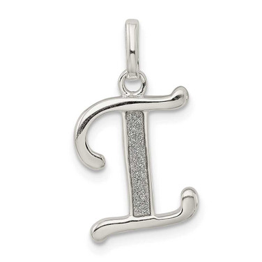 Image of Sterling Silver Polished Glitter Enamel Letter I Pendant Image of Sterling Silver Polished Glitter Enamel Letter I Pendant