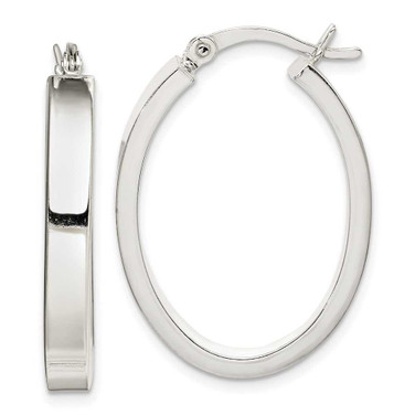 Image of 29.2mm Sterling Silver Polished Hoop Earrings QE14149