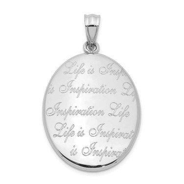 Image of Sterling Silver Polished Life is Inspiration Oval Open Locket Pendant