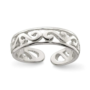 Image of Sterling Silver Polished Modern Cutout Design Toe Ring